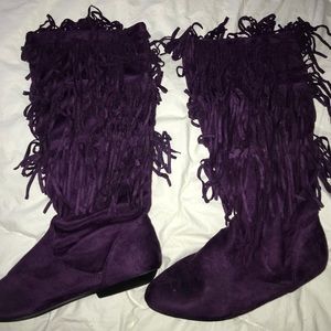 Purple Fringe Suede Boot